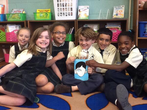 StAnnAcademy's tweet photo. Some students from 3rd and 4th grade just finished the read aloud Wonder....they <3 the book! http://t.co/GrAKG9h2P2