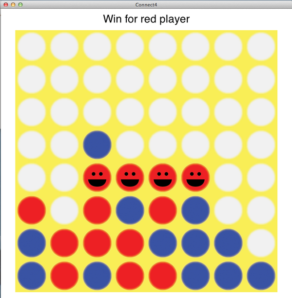 _AlexDef's tweet image. What a happy little connect 4 game #JavaGame #FinalProject