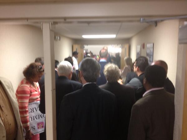 WAY too many people trying to enter the #SCS board mtg. Trying to figure out overflow room.