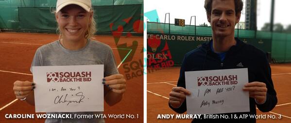 7ContinentChall's tweet image. Gr8! RT @Vote4Squash: 4 weeks to IOC presentation; @andy_murray and @CaroWozniacki #vote4squash! RT if you agree!