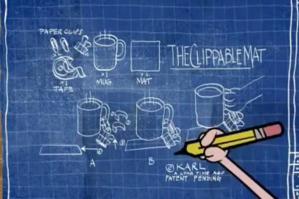 KP: "I came up with a clippable mat that goes on a cup. It's a good little thing."

#TheRickyGervaisShow