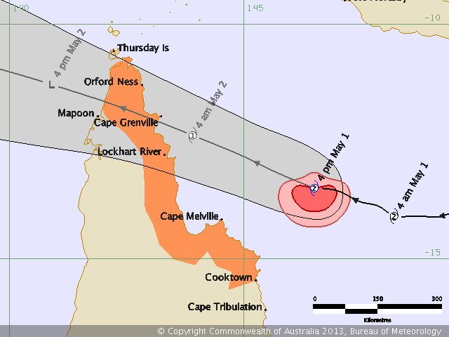 QldPolice's tweet photo. 5pm: Latest forecast track map for #TCZane issued by the BOM. http://t.co/4monwXNPRp
