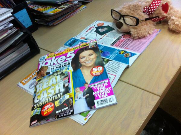 Take5magazine's tweet photo. Ted the bear loves to Take 5. His favourite section is That's so crafty. What's yours? #magsmoveme #take5magazine http://t.co/4QwxOShr5n