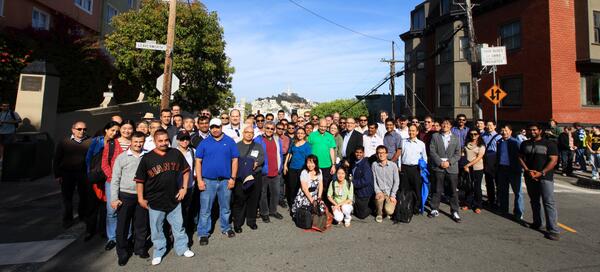 IEEE_TTTC's tweet photo. Group photo from the VTS social event to SF, on Tues April 30. A beautiful day in the city by the bay. #ieee_tttc http://t.co/rQbcG9w8US