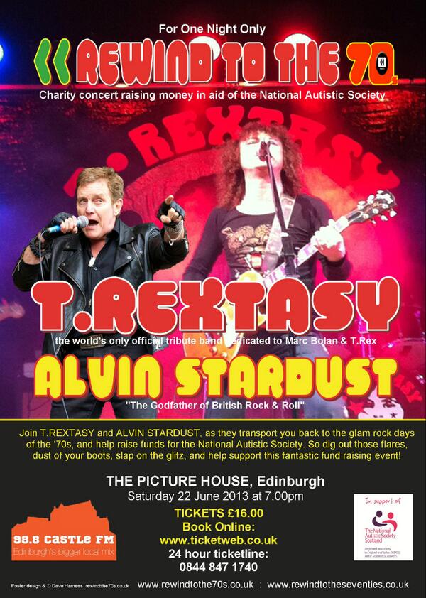 rewindtothe70s's tweet photo. @TRextasyBand ,@therealalvin @pichouse_mama June 22nd #Edinburgh #nights @EdinburghToday http://t.co/YfMSVY1fvX