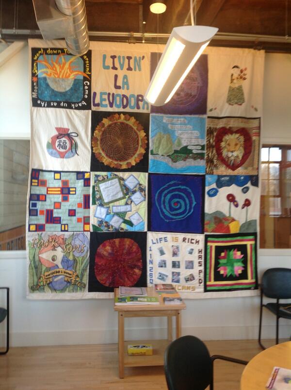 PDFparkinson's tweet image. Beautiful! #Parkinsons Quilt in action in Vermont! #PDmonth