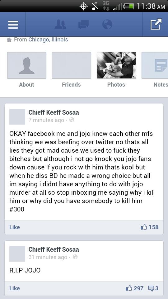 ChiefKeef's tweet photo. “@Flex36Young: @ChiefKeef nigga fb stuntin!! http://t.co/BWTmtP9KS5” Lmfao 😂 Dey Been Stole My Facebook When I Got locked Up 😣