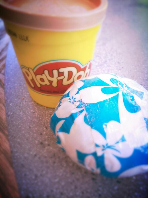 Made a stress ball today @ school from play-doh &amp; duct tape. Finals week I'll be putting it to good use!
