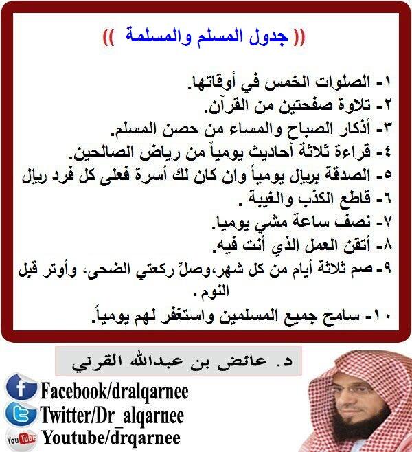 (( جدول المسلم والمسلمة ))