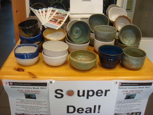 GreenlandsFarm's tweet photo. It's for Charity! For ten days when you buy a handmade ceramic bowl of soup for £10 proceeds go to @SavetheChildren http://t.co/X8ssCMnwdn