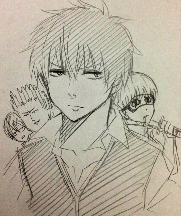 5RTで落書き…真選組めんつをがさがさ描いた∠( ゜ω゜)/最近銀さんばっか描いてるからねw 