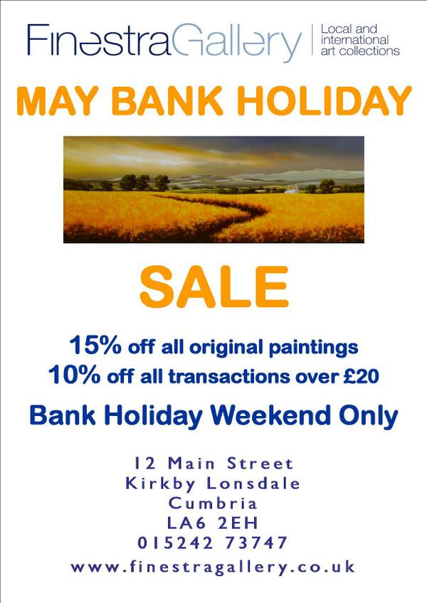 Austin12four's tweet photo. Finestra Gallery in Kirkby Lonsdale is having a sale this Bank Holiday, great place for a day out down by the river. http://t.co/pIXUiqv4uq