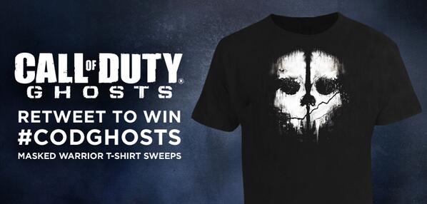 RT this and you could win your very own Call of Duty: Ghosts T-Shirt! #CODGhosts Rules here: bit.ly/13PGPJT