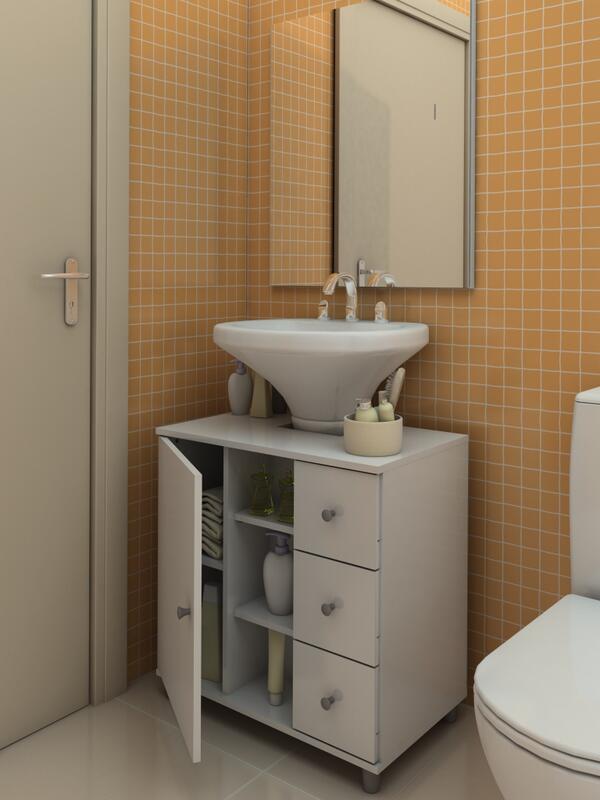 ARMARIO P/BAÑO CAJONES BLANCO ALTO BRILLO