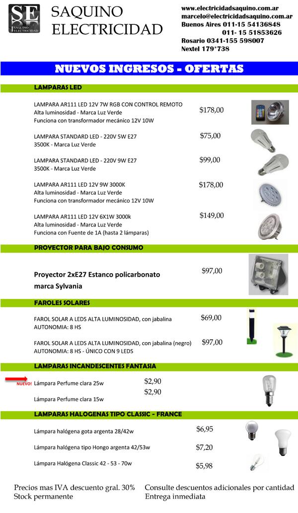 ¡¡OFERTAS!! NUEVOS INGRESOS! ,todo lo encontrás en SAQUINO ELECTRICIDAD.