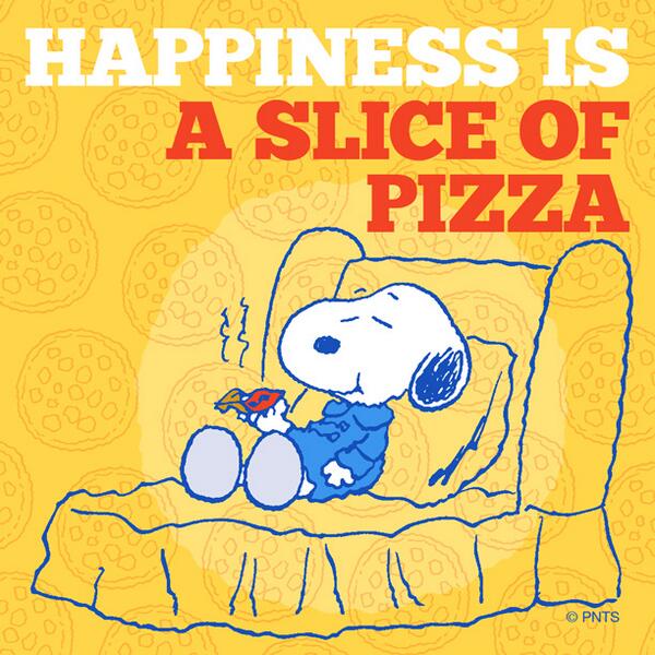 kimberlicious14's tweet photo. So true... “@Snoopy: Happiness is a slice of Pizza! :) http://t.co/8rJm2dk3q5”