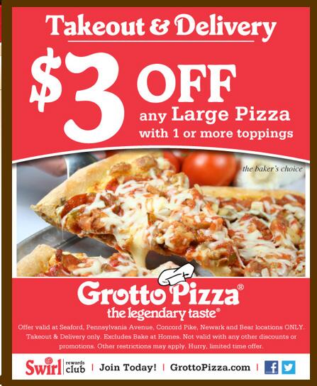 GrottoPizzaUD's tweet photo. Enjoy $3 off any large pizza with 1 or more topping, takeout &amp; delivery only! http://t.co/R9JBZB0IjW