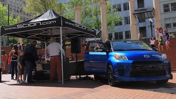 Rally_America's tweet photo. Scion Racing represented at the Pioneer Courthouse Square display at @OregonTrailRly @ScionRacing @RallyxD #Rally http://t.co/GpvWtjpadj