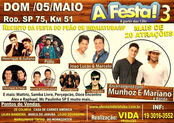 JLucaseMarcelo's tweet photo. Vai ser 🔝🔝🔝 @showscampinas: Domingo (5) acontece A Festa em #Indaiatuba http://t.co/Jpp1sE6rCD