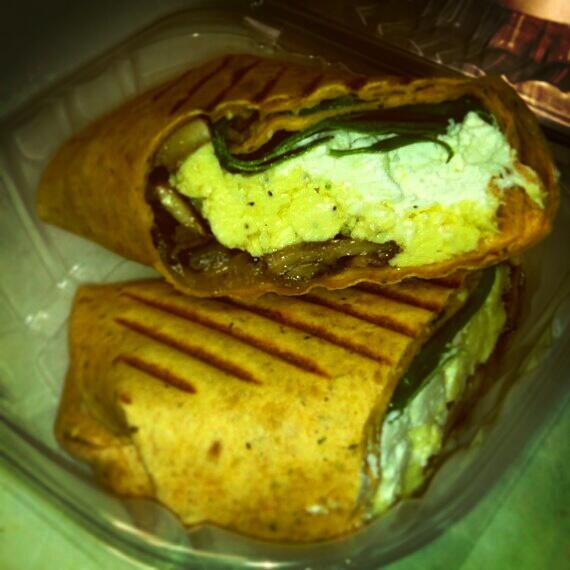 TKcafes's tweet photo. Our #veggie scramble wrap! Loaded up with eggs, spinach, mshrooms, caramelized onions and goat cheese! #TIN #TKCAFE http://t.co/rFDflOAClQ