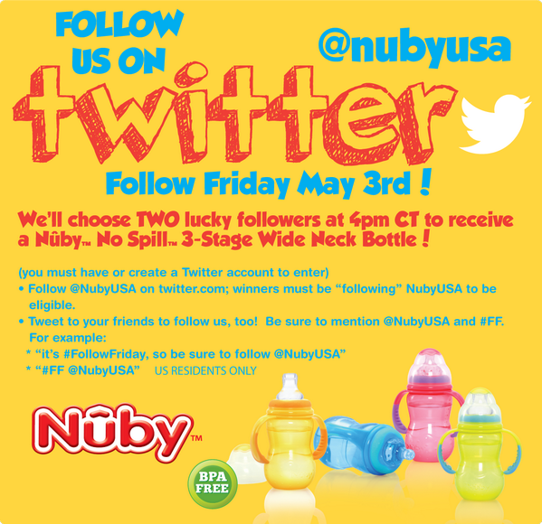 NubyUSA's tweet photo. #FollowFriday #Giveaway Follow &amp; RT for a chance to WIN a #Nuby 3 Stage Wide Neck Bottle! Winners announced @ 4pm #FF http://t.co/rYMPJVj0k4