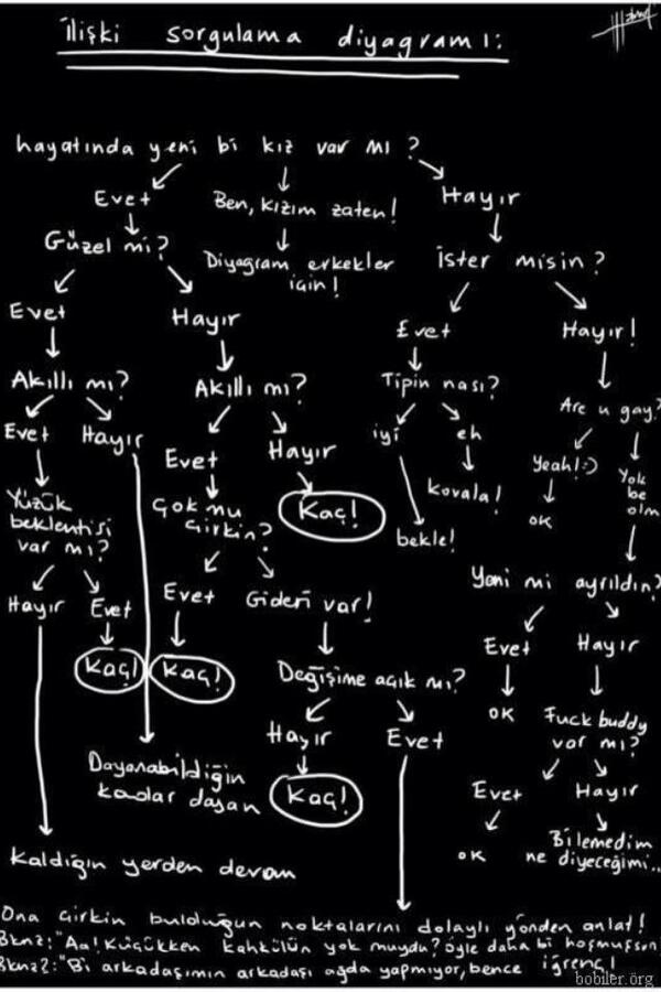 Erkeğin, ilişki sorgulama şeması;