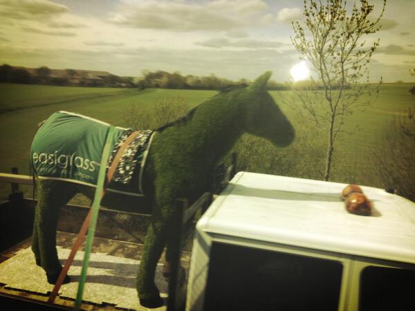 No1shaygiven's tweet photo. Just passed a grass horse on the motorway, seen it all now 🐴😄 http://t.co/fQvAYi0Msh