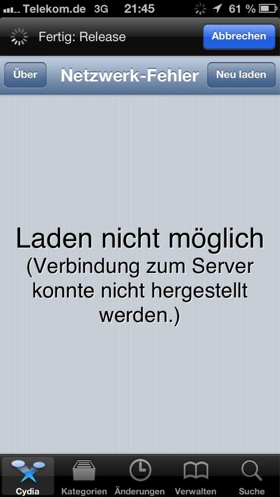 Hello, can you help with I have an iPhone 5 with 6.1. when I start cydia get this error