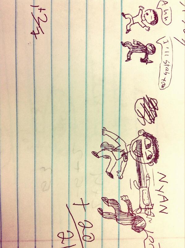 misstorrieann's tweet image. The things kids draw on their papers. -.-
#lameass #nyancat #geometryhomework #wtf #howthefuck