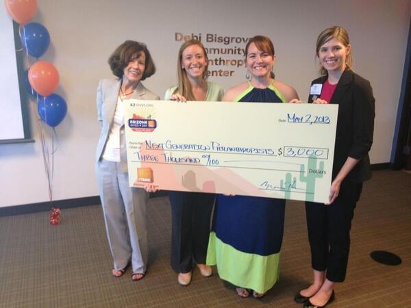 NextGenAZ's tweet photo. Pleased to announce that we ranked 4th in number of most donors during #AZGivesDay &amp; received this check yesterday!😊 http://t.co/uWwWzWiWPq