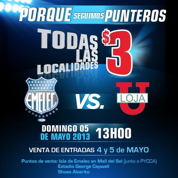LaBocaDelPozo's tweet photo. Precios populares #PorqueSeguimosPunteros, todas las localidades a $3. via @CSEmelec #DaleRT http://t.co/0WLPFLLz1e