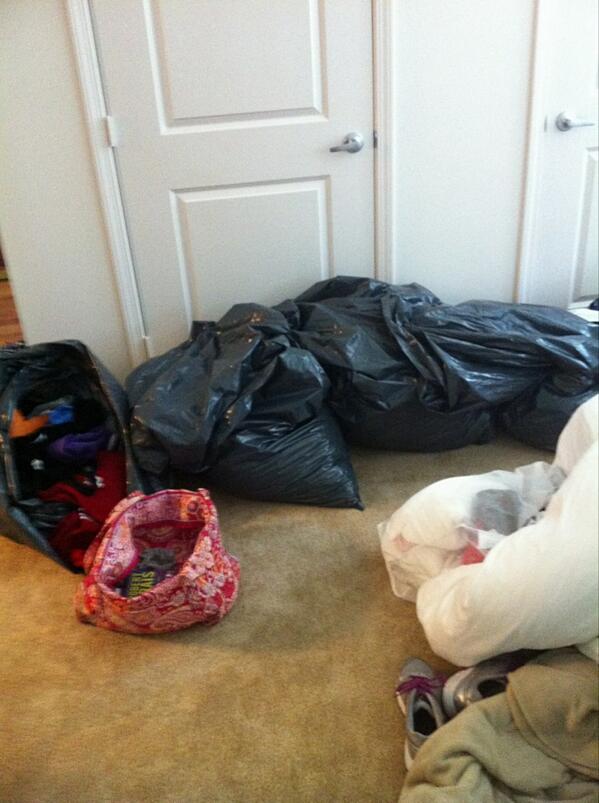 cowooooo's tweet photo. Anyone wanna help a girl get all this put away? #bagsofclothes still have a whole car full of stuff #anytakers http://t.co/9fRWRPsNPV