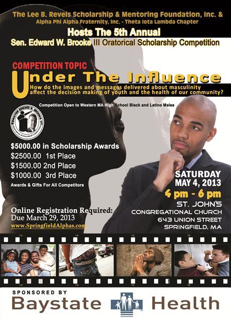 Today: 4p.m. Oratorical Contest - UNDER THE INFLUENCE 8 young men speaking about Masculinity, Messages, and Health.