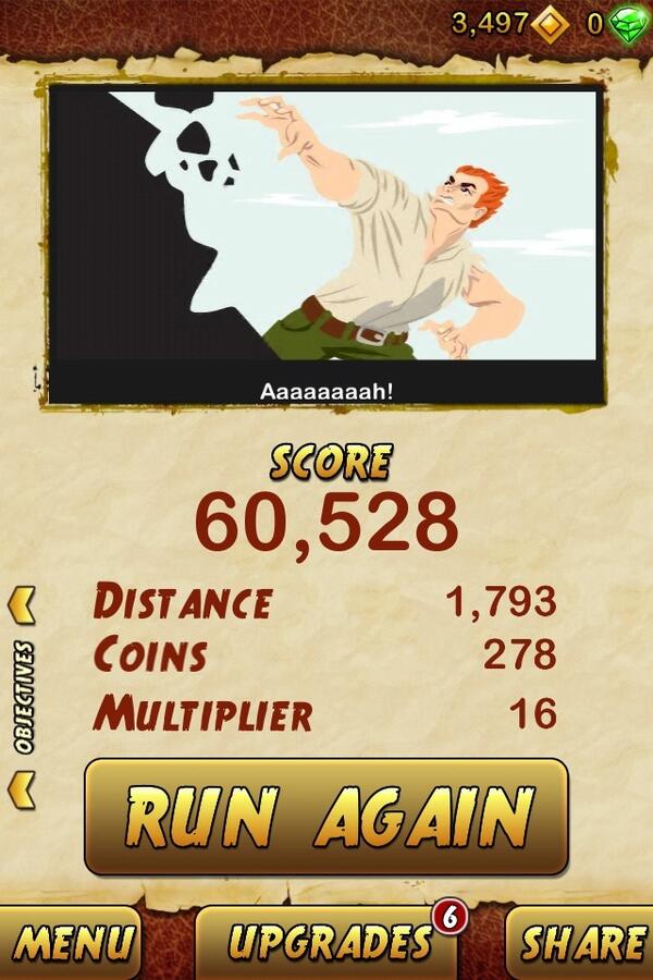 I got 60528 points while escaping from a Giant Demon Monkey. Beat that! bit.ly/TempleRun2,