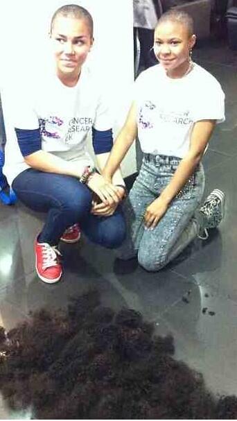 TONI_GUY88's tweet photo. Two amazing young ladies had their hair shaved for cancer research today! Inspiration to us all http://t.co/bpCw8WT1qR