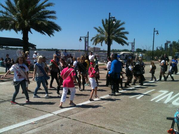 ContrabandDays's tweet photo. Louisiana Festival queens dancing at Contraband Days. http://t.co/JjNEnicvuV