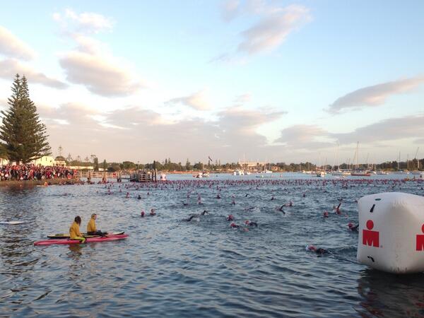 NutrendAUS's tweet photo. Port Macquarie Ironman... 5 minutes until race time! http://t.co/M4HLc1rNGM