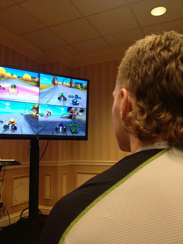.<a href="/88PKane/">Patrick Kane</a> mullet and Mario Kart. Must be playoff time...
