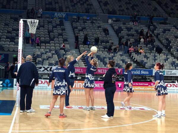 OK, we're in - the girls are warming up on HiSense Arena pre-game!!