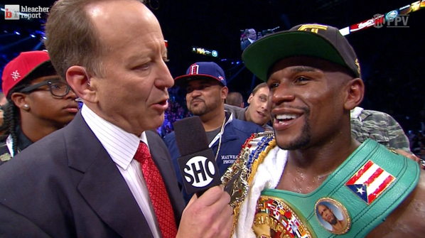 BleacherReport's tweet photo. Floyd Mayweather defeated Robert Guerrero by unanimous decision (117-111 all judges). Mayweather is now 44-0. http://t.co/2mcMpUFeAP