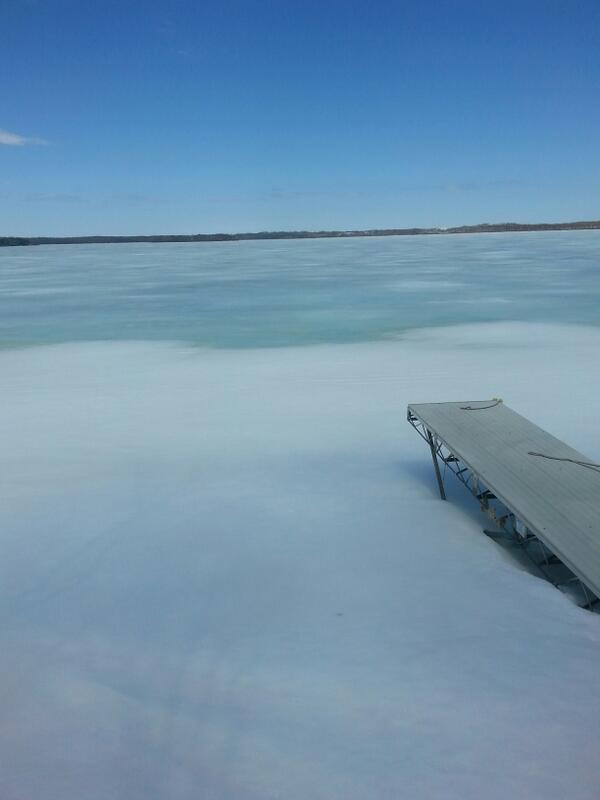 Goaliecop's tweet image. The view from my deck at Sandy Lake. Will summer ever arrive. #enoughwinter