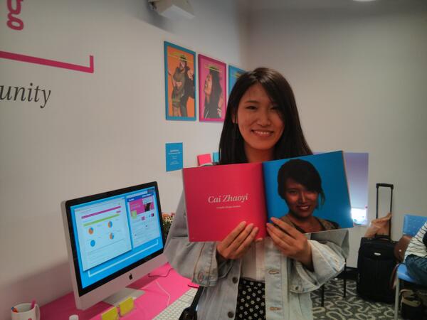 Cai strikes a pose at our display