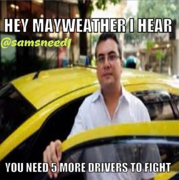 SamSneed1's tweet photo. @RealSkipBayless 5 more cab drivers to go for @floydmayweather http://t.co/FdElBC7z6t