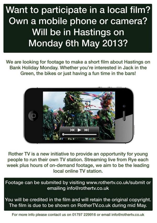 RotherTV's tweet photo. If you're heading into Hastings tomorrow (Monday) please take some vid footage for us. Phone footage is fine :) http://t.co/E3LYK7oQze