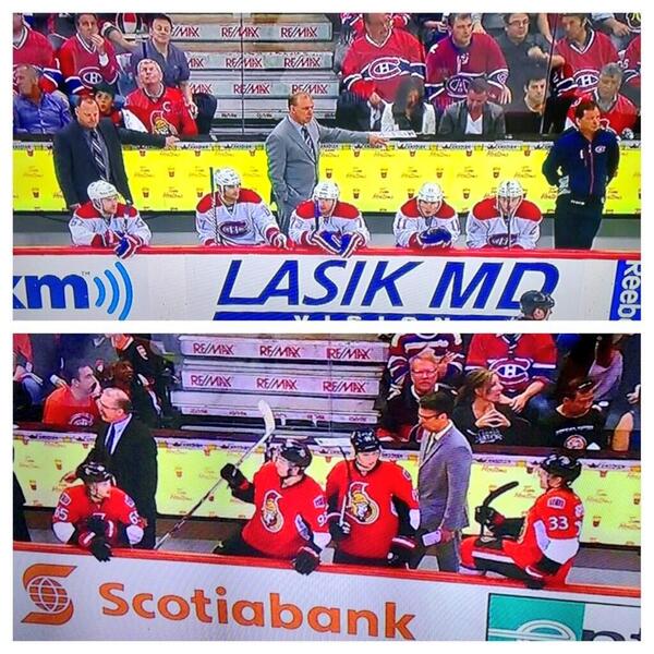 birdganggg98's tweet image. Habs and sens bench right now #saysalot #becauseitsthecup