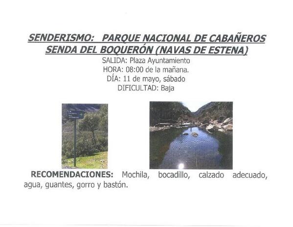 CebollaenToledo's tweet photo. Ayto Cebolla organiza sábado 11-Mayo, salida 8h de Plaza Ayto.; RUTA DE SENDERISMO por "PARQUE NACIONAL DE CAÑEROS" http://t.co/qAgRdwN5TD