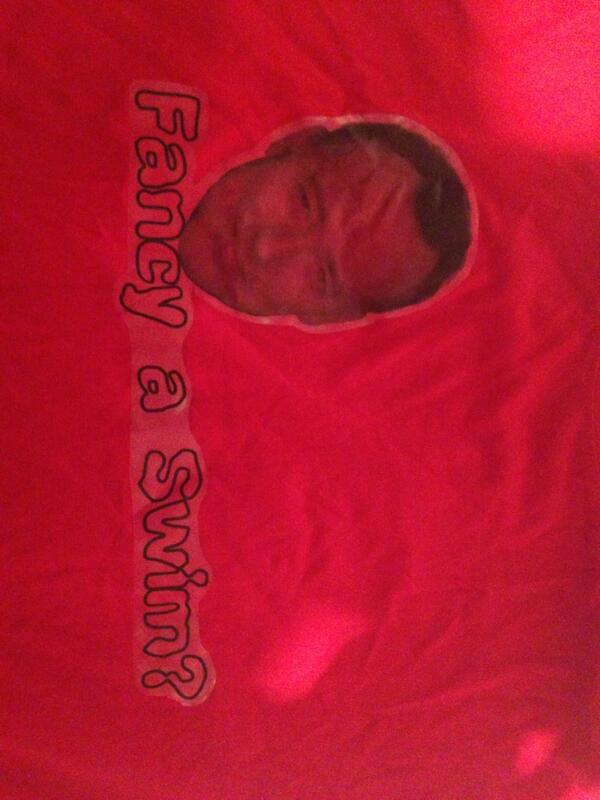 CharlesGreig's tweet image. Just dug a t-shirt I made out of the cupboard featuring Michael Barrymore. #fancyaswim