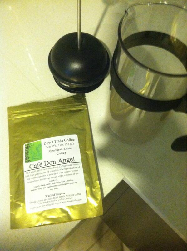 About to brew up some fresh Honduran coffee courtesy of <a href="/Honcaf/">Honcaf Coffee Co</a>