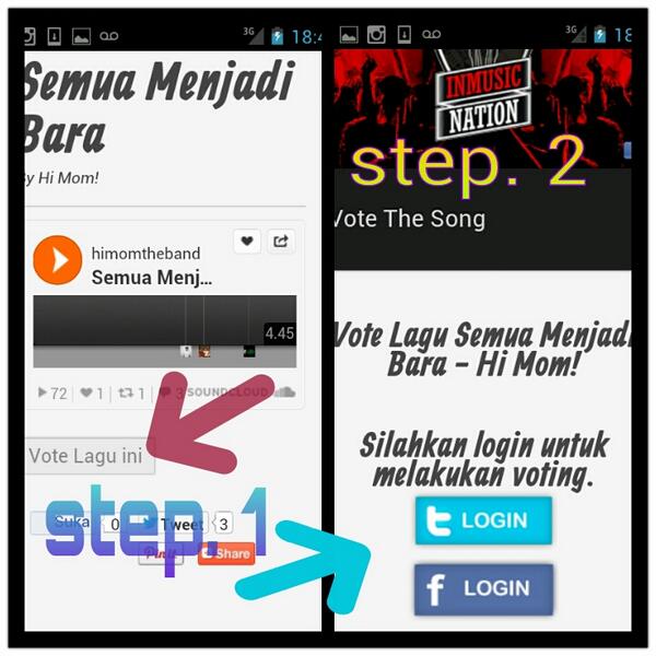 Seperti ini cara vote kami."Semua menjadi bara"utk <a href="/inmusicnation/">inmusicnation</a> .Klik disini inmusicnation.com/thesong-semua_… thanks again.