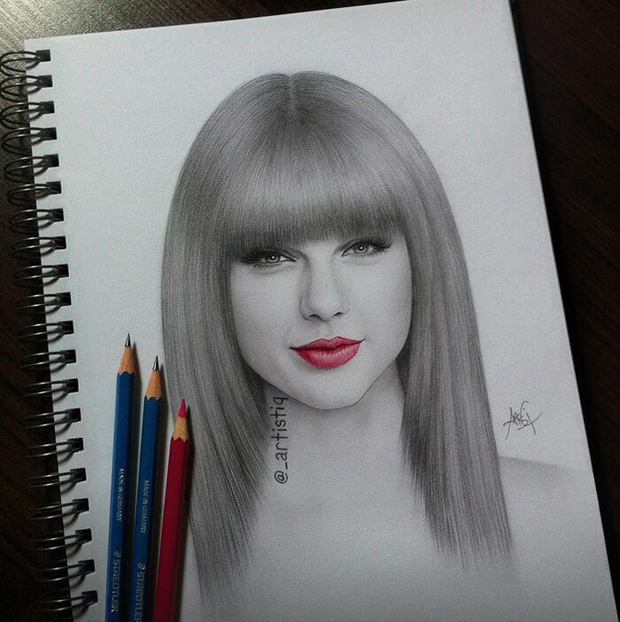 artistiq on X: Pencil drawing of Taylor Swift :) @taylorswift13